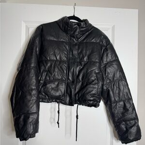 Fashion Nova Black Cropped Puffer Jacket